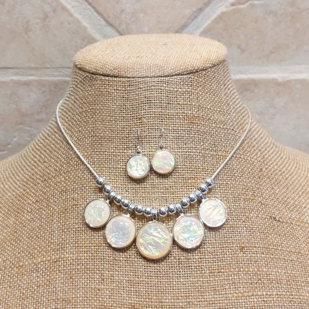 3 for $30 Fashion Jewelry Beaded Necklace Earring Set Silver Pearl